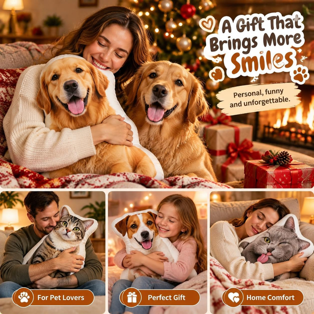 Custom Photo Pet Face Shaped Pillow