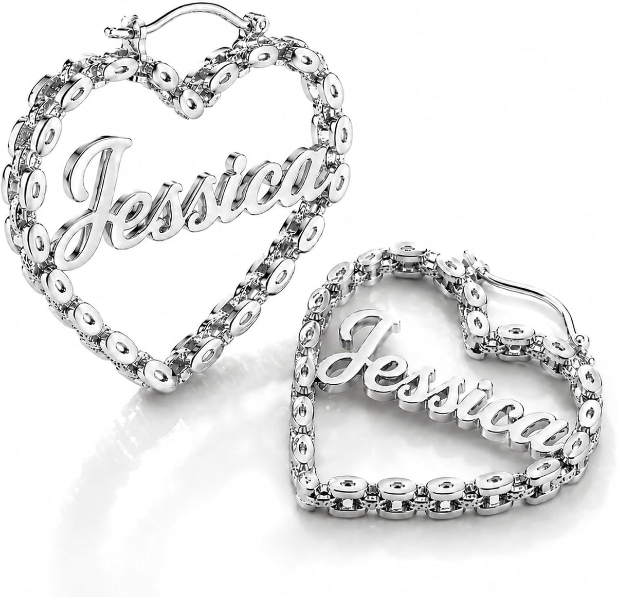 Custom Name Heart Hoop Earrings – 18K Gold Plated