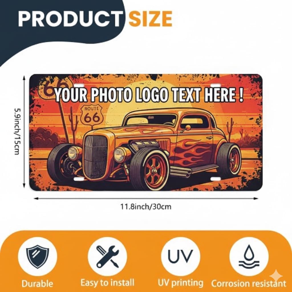 Personalized Front License Plate – UV Printed Metal Vanity Tag, 6x12 in