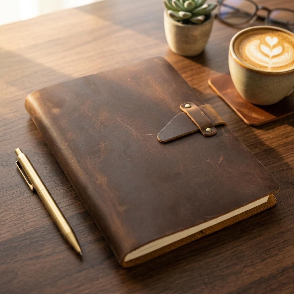 Personalized Engraved Leather Journal – A5 Crazy Horse Leather Refillable Notebook