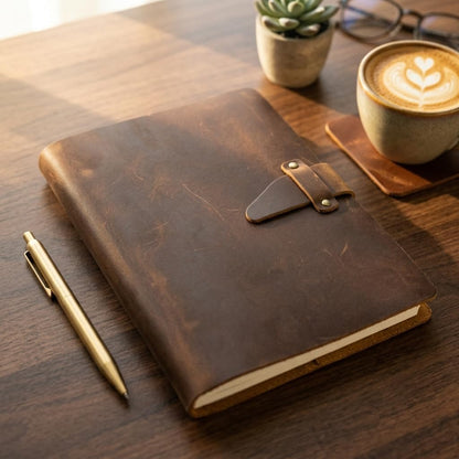 Personalized Engraved Leather Journal – A5 Crazy Horse Leather Refillable Notebook