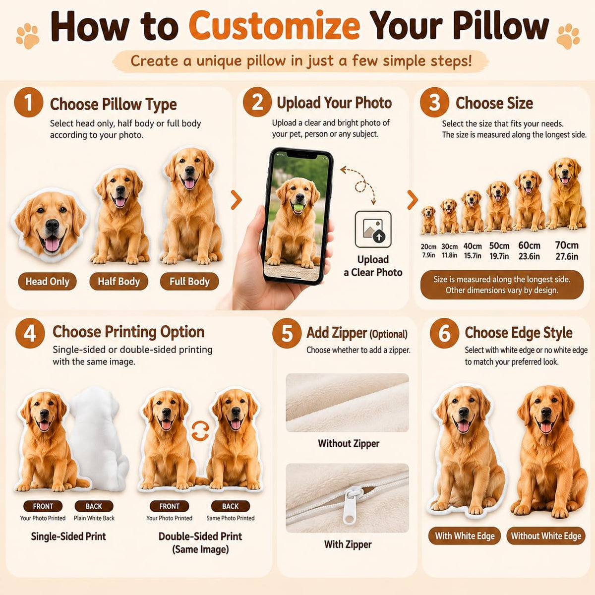 Custom Photo Pet Face Shaped Pillow