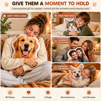 Custom Photo Pet Face Shaped Pillow