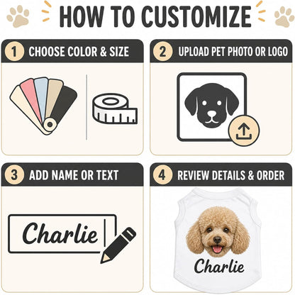 Custom Dog Shirt with Photo, Name, Text or Logo