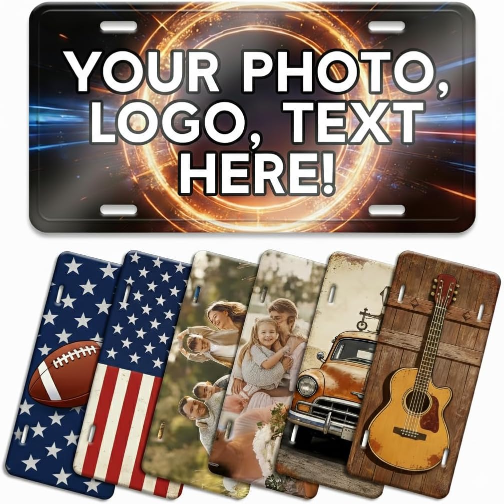 Personalized Front License Plate – UV Printed Metal Vanity Tag, 6x12 in