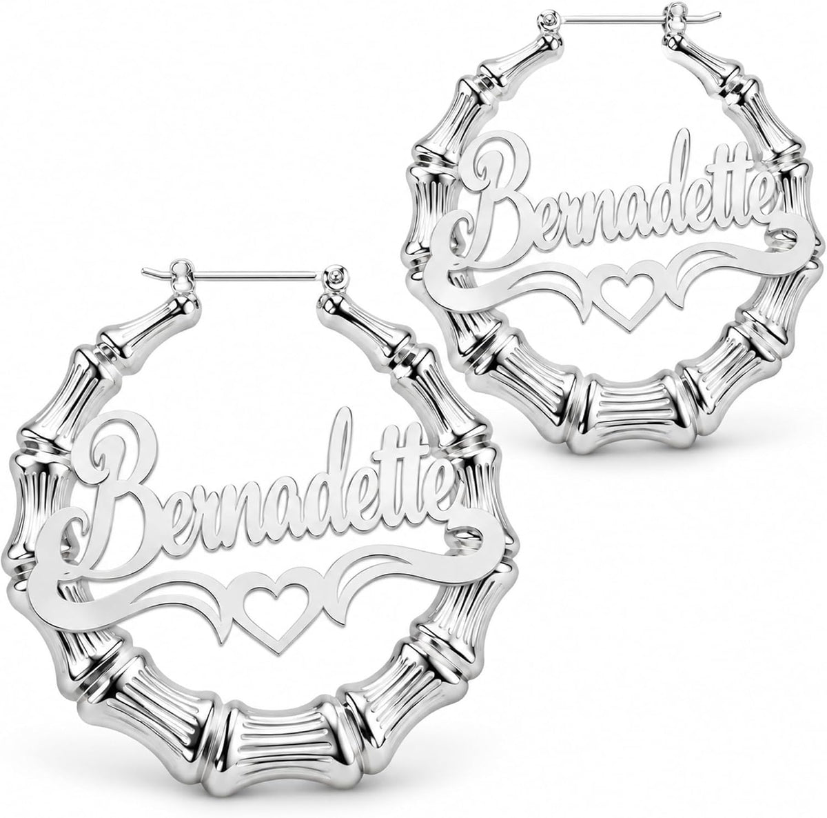 Personalized Bamboo-Style Name Hoop Earrings