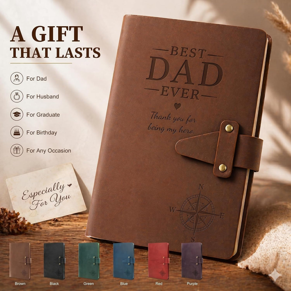 Personalized Engraved Leather Journal – A5 Crazy Horse Leather Refillable Notebook