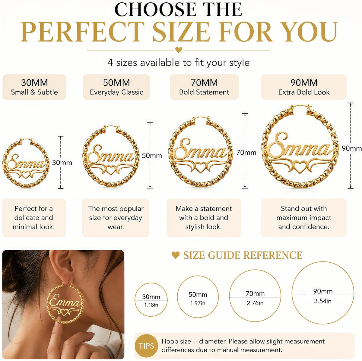 Custom Name Twisted Rope Hoop Earrings with Heart Design – 18K Gold Plated