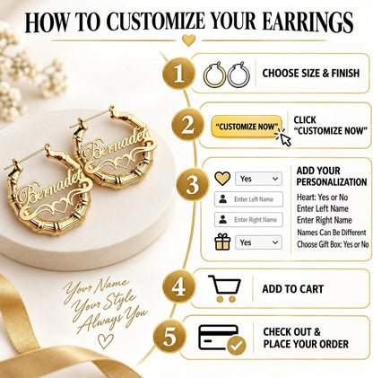 Personalized Bamboo-Style Name Hoop Earrings