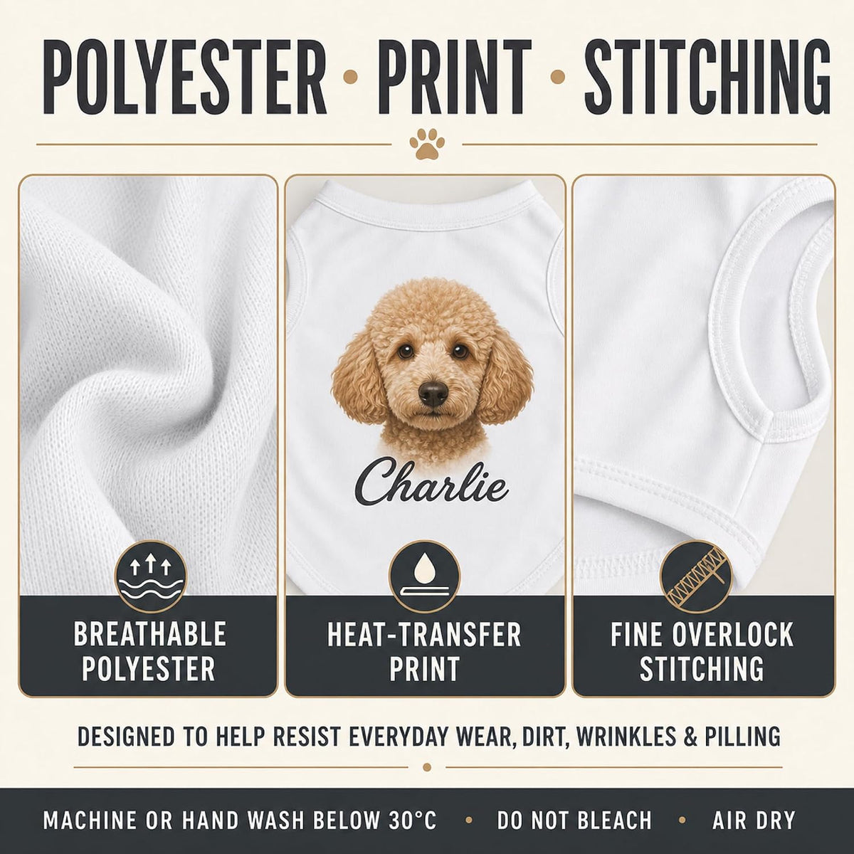 Custom Dog Shirt with Photo, Name, Text or Logo