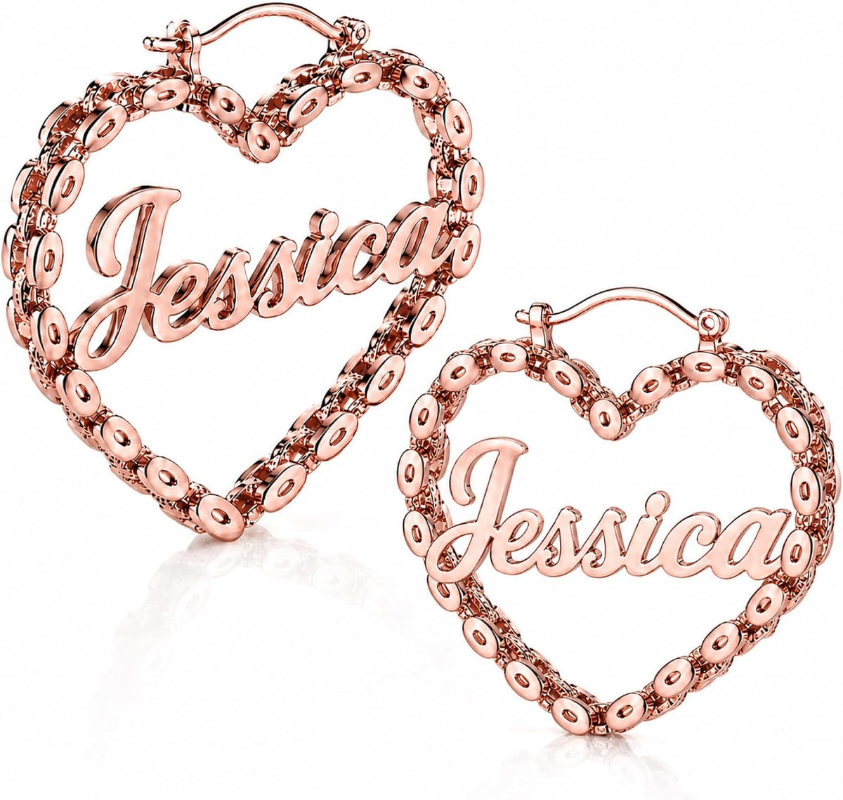 Custom Name Heart Hoop Earrings – 18K Gold Plated