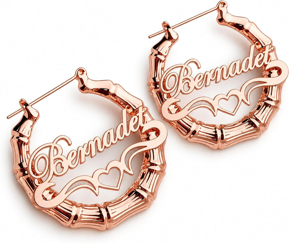 Personalized Bamboo-Style Name Hoop Earrings